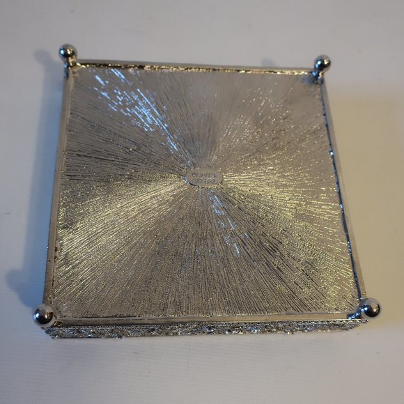 Womens Olivia Riegel Silver Sage Enameled Pave Crystal Cocktail Napkin Tray * - Picture 7 of 8